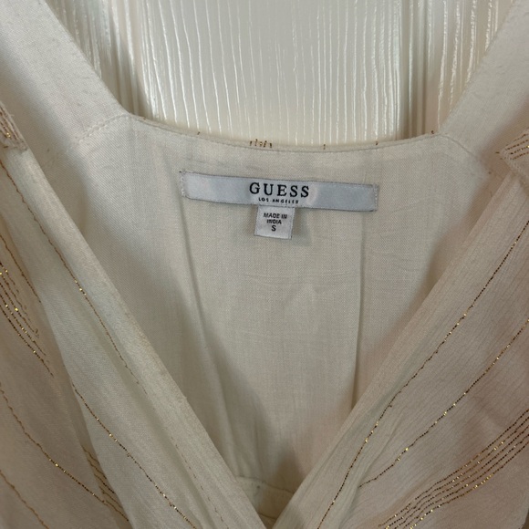 Guess Long Sleeve White and Gold Maxi Dress - Picture 4 of 6